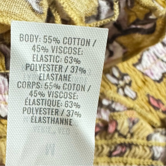 New Aerie Tops Jungle Thrills Floral Smocked Tank Top Color: Tan/Yellow - Picture 4 of 6